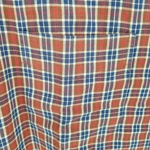 Burry Lane Button Front Blue/Brown Plaid L/S 100% Cotton Shirt Mens 16 x 34/35 - Picture 6 of 8